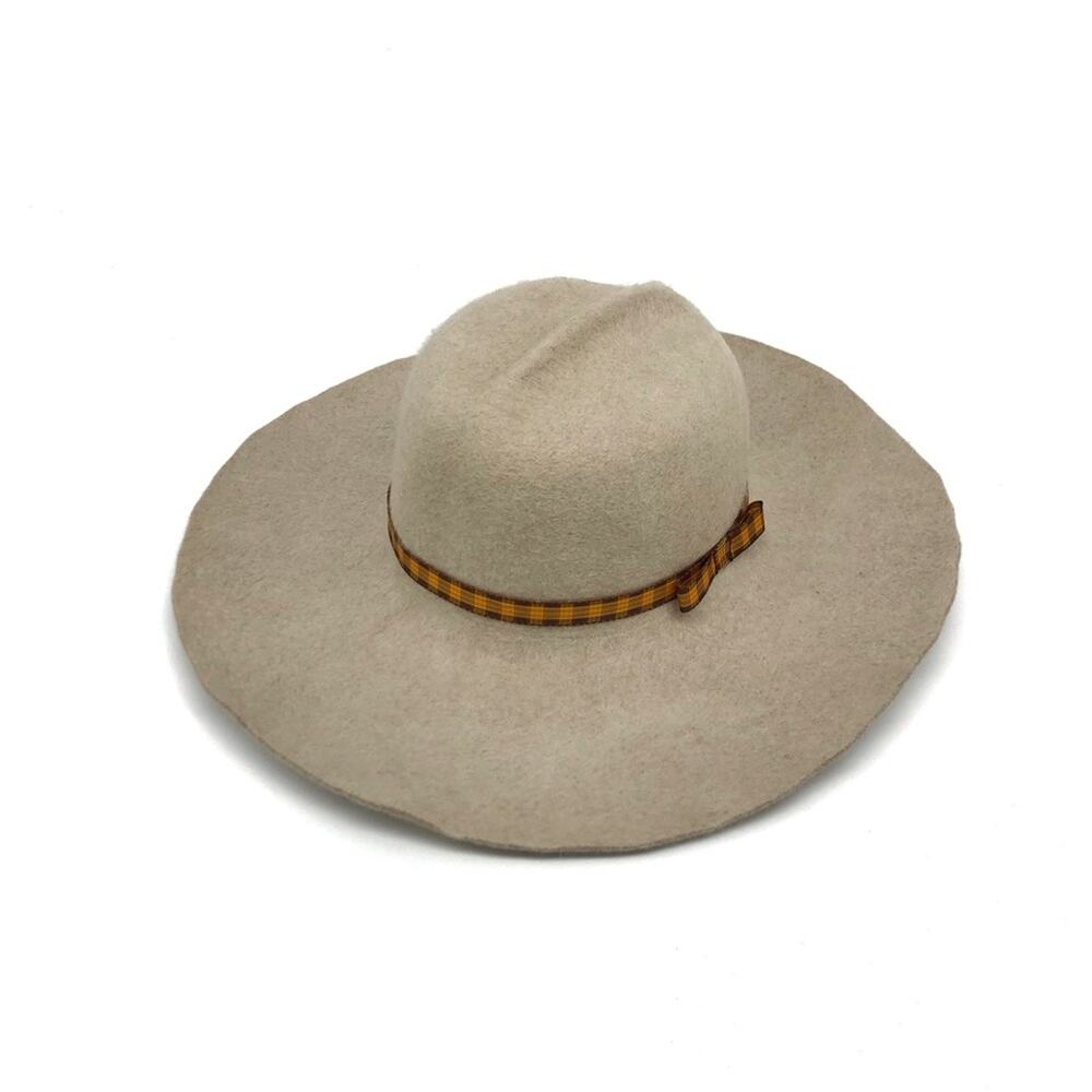 EL SORRELL Men’s Custom Felted Wool Fashion Hat Cream Orange Plaid